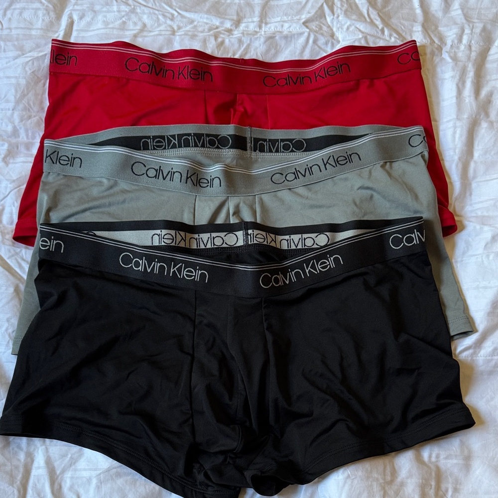 Calvin Klein Boxer Briefs -  Red, Classic Gray, Sleek Black 3 pack Dri fit